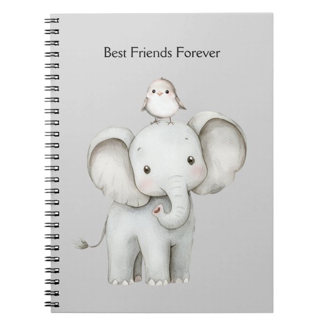 Caderno Espiral Elefante e Pássaro Melhores Amigos Para Sempre (Frente)