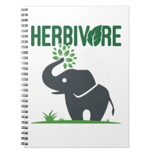 Caderno Espiral Elefante Herbívoro Comendo Planta