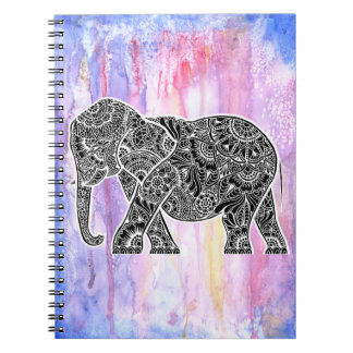 Caderno Espiral Elefante invertido na aguarela