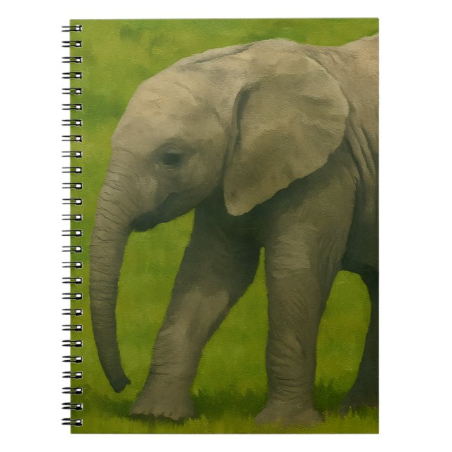 Caderno Espiral Elefante Jovem na Reserva de Grassy (Frente)