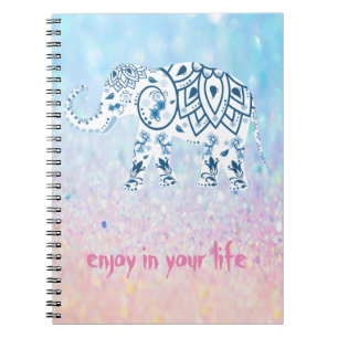 Caderno Espiral Elefante Legal Trendy Bokeh