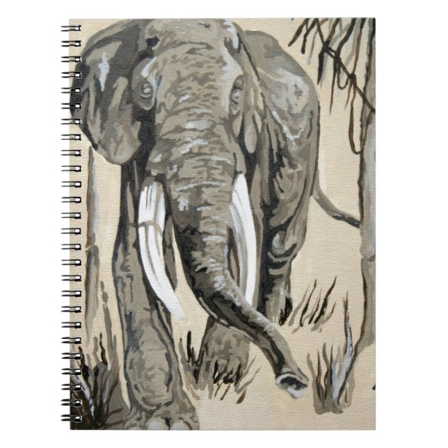 Caderno Espiral Elefante Passando Pela Arte De Savana (Frente)
