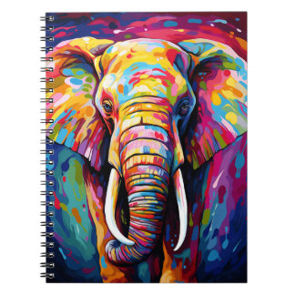 Caderno Espiral elefante pintado em cores brilhantes