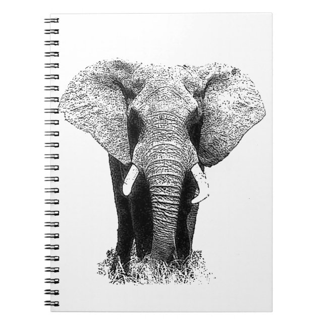 Caderno Espiral Elefante Preto e Branco (Frente)