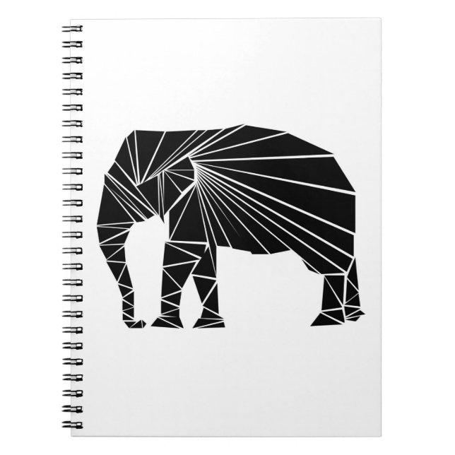 Caderno Espiral Elefante preto geométrico (Frente)