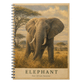 Caderno Espiral Elefante Savana da África Oriental VINTAGE
