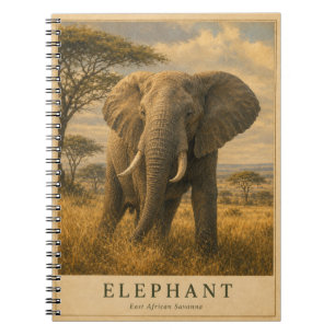 Caderno Espiral Elefante Savana da África Oriental VINTAGE