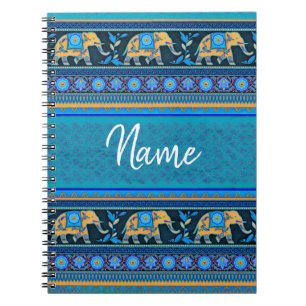 Caderno Espiral Elefantes azuis Personalizados