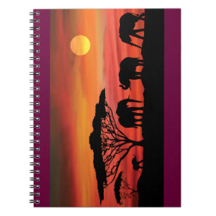 Caderno Espiral Elefantes e pôr do sol