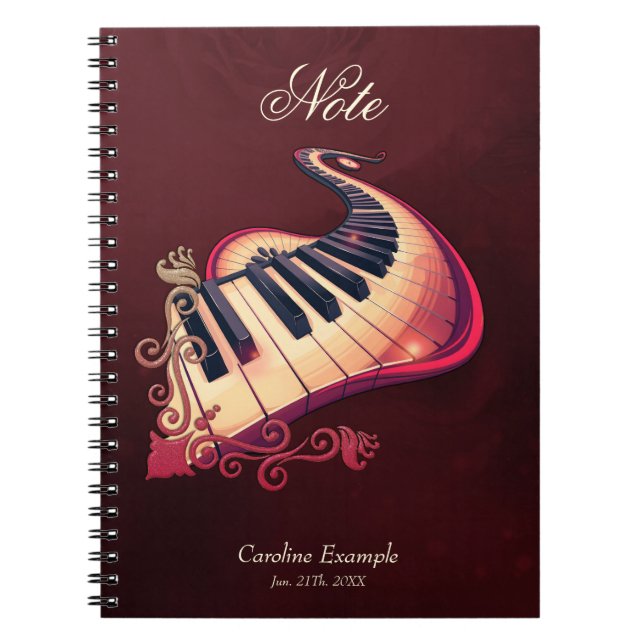 Caderno Espiral Elegance in motion, the curved piano.  (Frente)