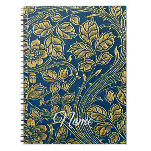 Caderno Espiral Elegância Azul Dourada