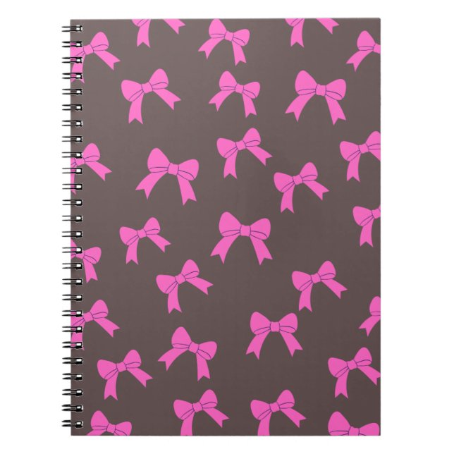 Caderno Espiral Elegância Chic: Arcos Rosa em Preto (Frente)