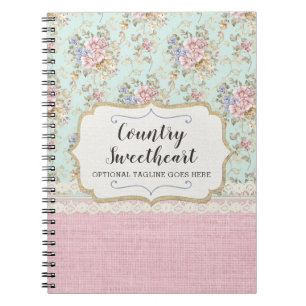 Caderno Espiral Elegância Despojada Rosa Floral Vintage Casa de Ca