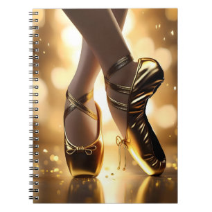 Caderno Espiral Elegância do ouro: Ballerina Calçados no Dourado B