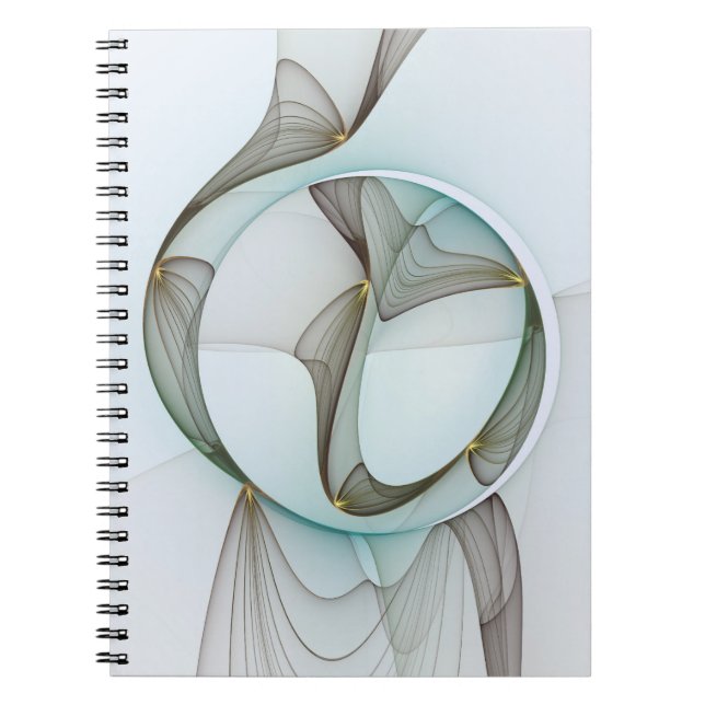 Caderno Espiral Elegância Dourada abstrato Moderna Turquesa Brown (Frente)