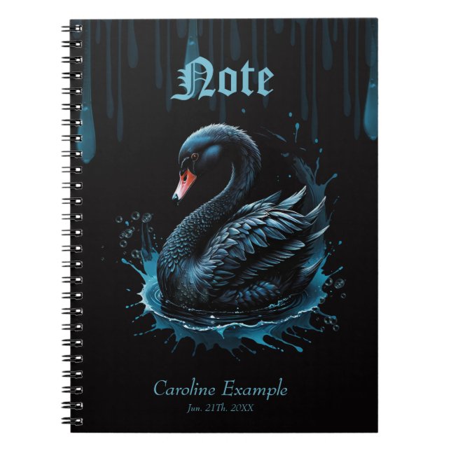 Caderno Espiral Elegância em movimento, o cisne negro (Frente)