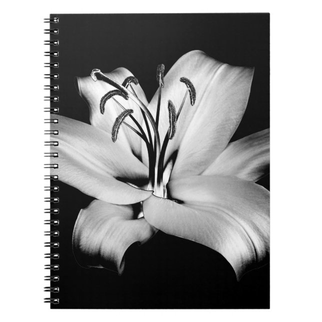 Caderno Espiral Elegância Floral Monocromática. (Frente)