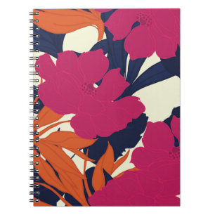 Caderno Espiral elegância floral: padrão abstrato