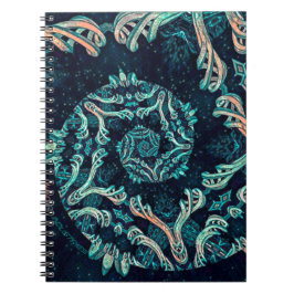 Caderno Espiral elegância fractal escura