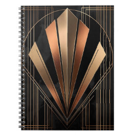 Caderno Espiral Elegância Geométrica Metálica Art Déco