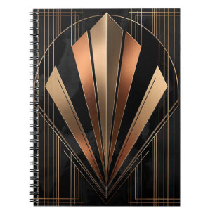 Caderno Espiral Elegância Geométrica Metálica Art Déco