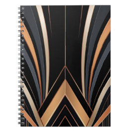 Caderno Espiral Elegância Geométrica Metálica Art Déco
