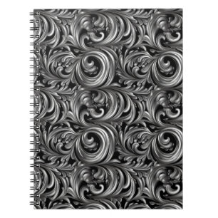 Caderno Espiral Elegância líquida - Padrão líquido preto metálico