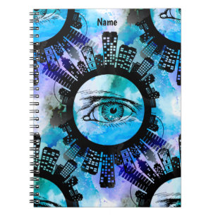 Caderno Espiral Elegância Mística no Estilo Urbano Contemporâneo