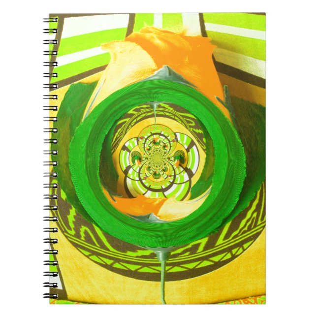 Caderno Espiral Elegância ouro: Linda Arte Rosa Amarela Africana (Frente)