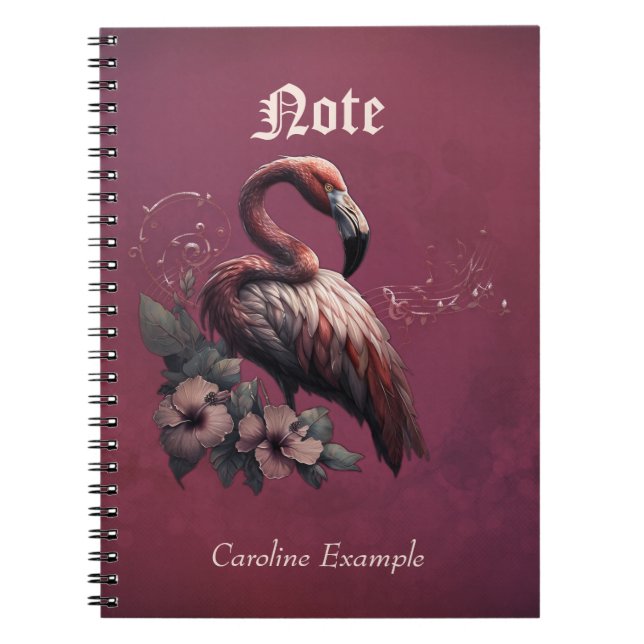 Caderno Espiral elegância tropical, o flamingo na luz. (Frente)