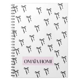 Caderno Espiral Elegant Black Bow Pattern by OMAÏA HOME