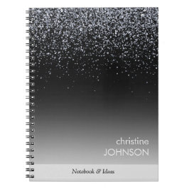 Caderno Espiral Elegant Black Glitter Editable