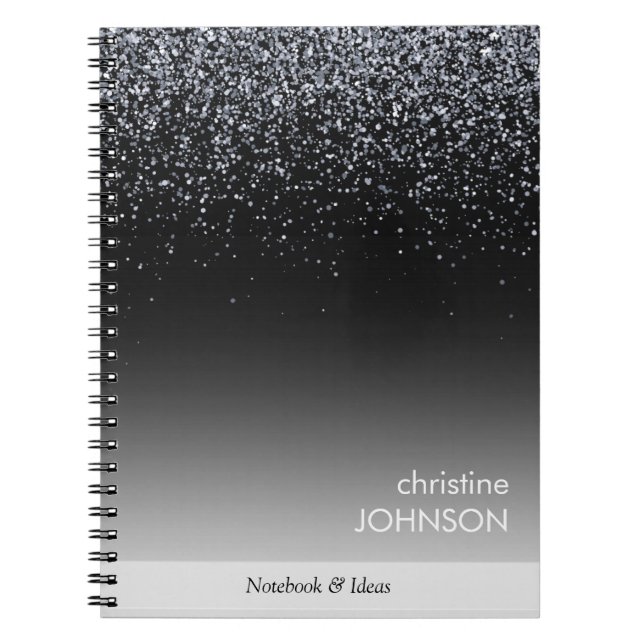 Caderno Espiral Elegant Black Glitter Editable (Frente)