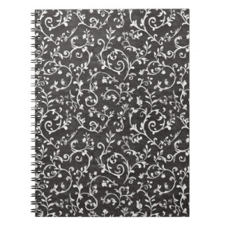 Caderno Espiral Elegant Black White Abstract Wedding