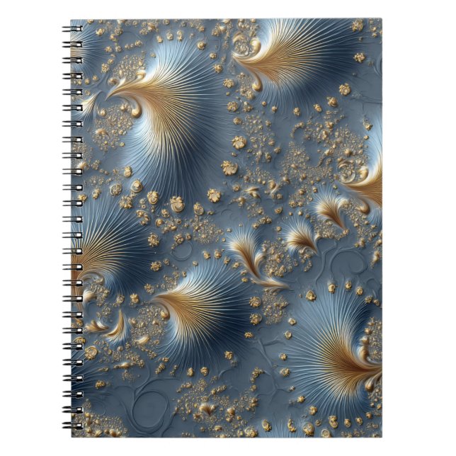 Caderno Espiral Elegant Blue & Gold Abstract Notebook (Frente)