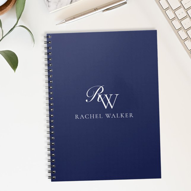 Caderno Espiral Elegant Blue Monogram (Criador carregado)