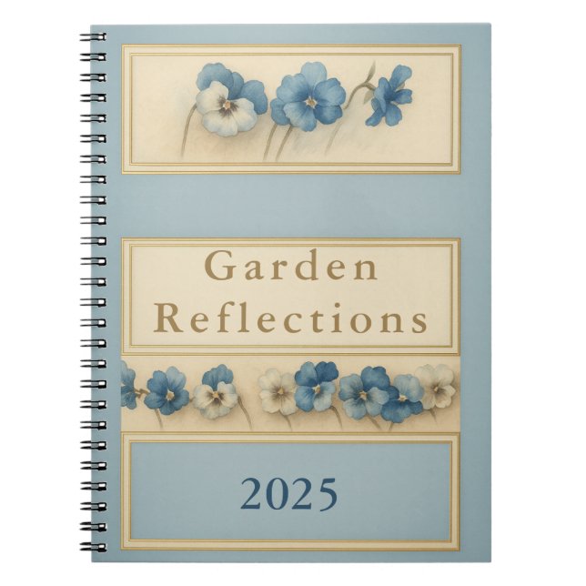 Caderno Espiral Elegant Blue Pansy Watercolour Notebook — Garden  (Frente)