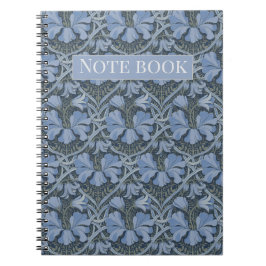Caderno Espiral Elegant Blue Watercolor Floral Pattern Invitation