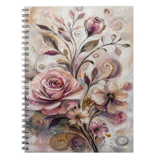 Caderno Espiral Elegant Blush Floral Abstract