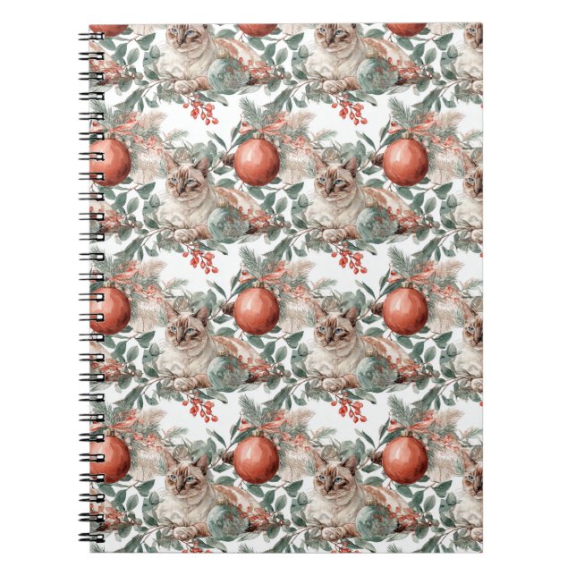 Caderno Espiral Elegant Christmas Cat (Frente)