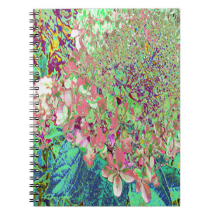 Caderno Espiral Elegant Coral and Chartreuse Limelight Hydrangea