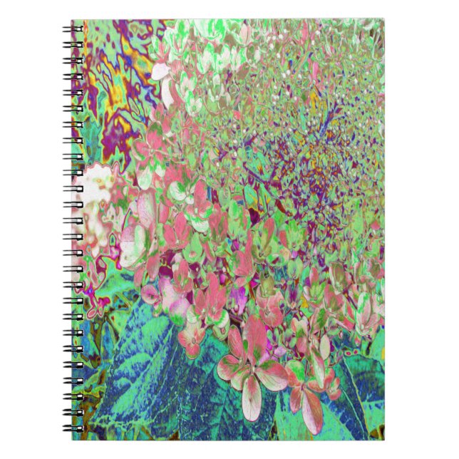 Caderno Espiral Elegant Coral and Chartreuse Limelight Hydrangea (Frente)