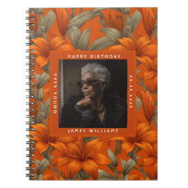 Caderno Espiral Elegant Custom Lilies Flower 90Th Birthday