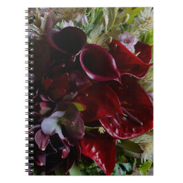 Caderno Espiral Elegant Deep Moody Burgundy Calla Lily Notebook