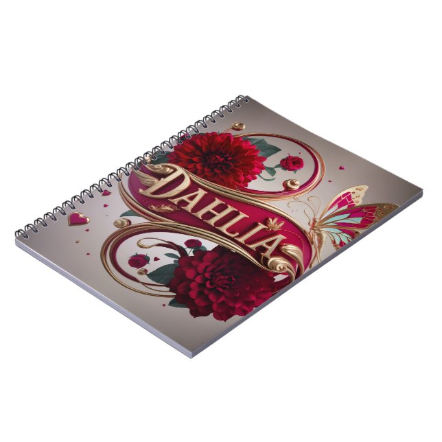 Caderno Espiral Elegant Flower Art with Gold Accents (Left Side)