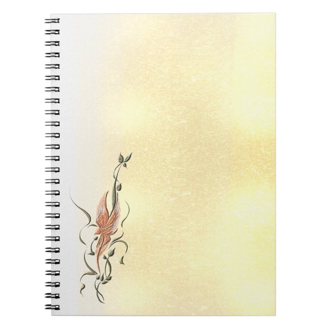 Caderno Espiral Elegant Golden Floral Vine Spiral Photo Notebook (Frente)