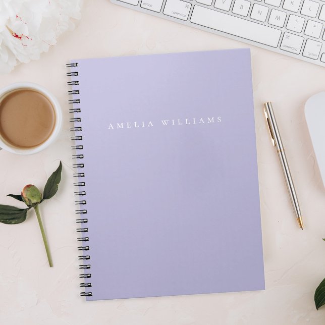 Caderno Espiral Elegant Minimalist Lavender Purple Monogram (Criador carregado)