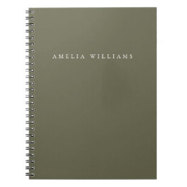 Caderno Espiral Elegant Minimalist Olive Green Monogram