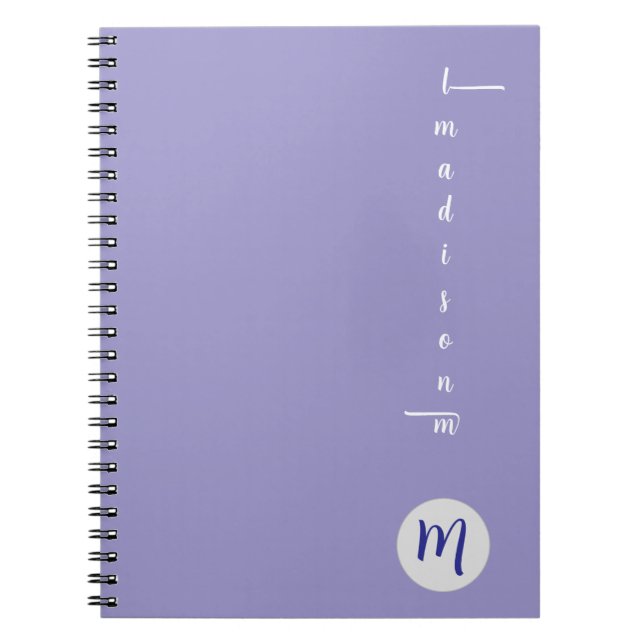 Caderno Espiral Elegant Monogram Purple Script Office School (Frente)