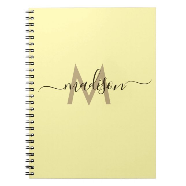 Caderno Espiral Elegant Monogram Yellow Script Office School (Frente)